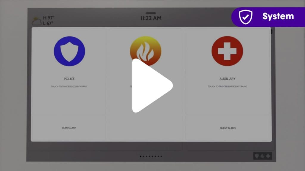 Guardian Protection IQ security panel with police, fire, and medical panic buttons