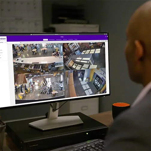 Restaurant security camera surveillance being viewed from a laptop