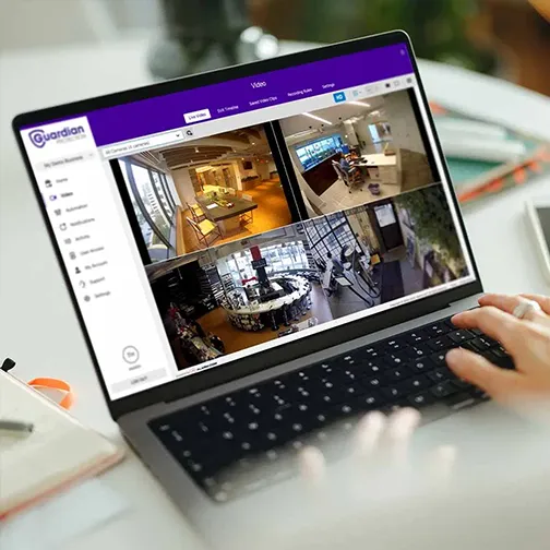 Retail store security camera surveillance being viewed from a laptop