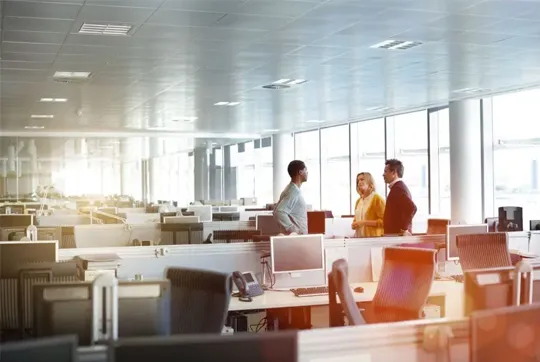 Office building with corporate workers