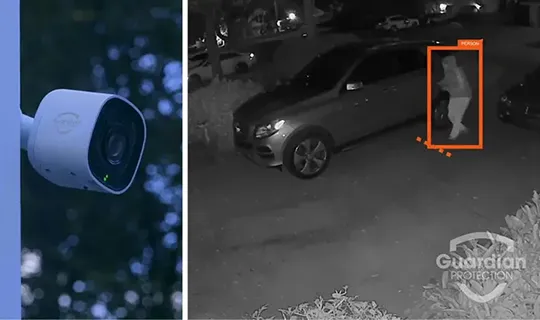 Person capture on Guardian Protection's outdoor camera using the perimeter guard feature