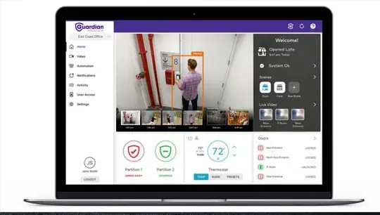 View of employee accessing facility door via access control