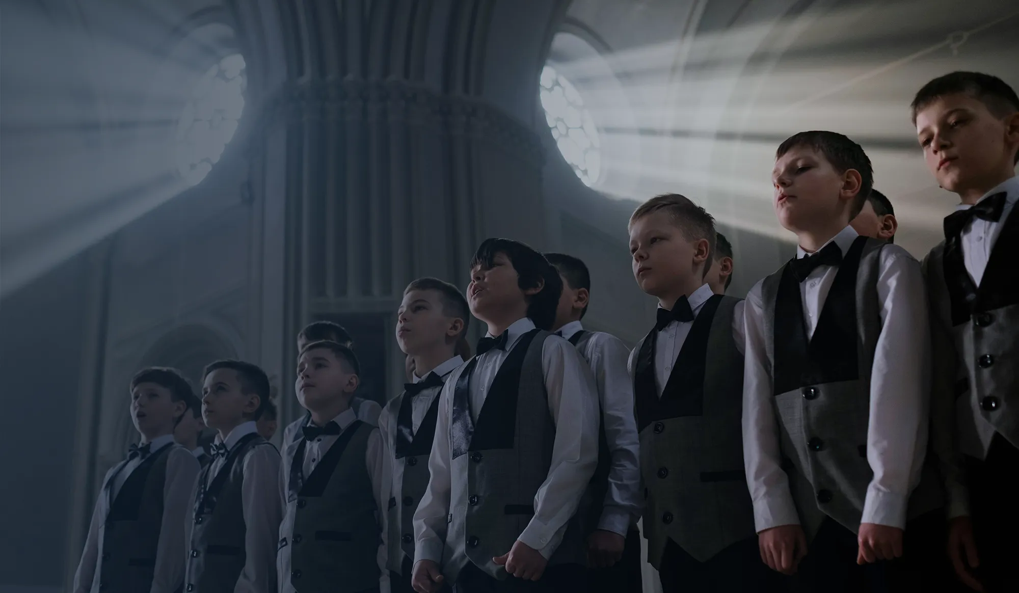 Boys singing in a church choir.