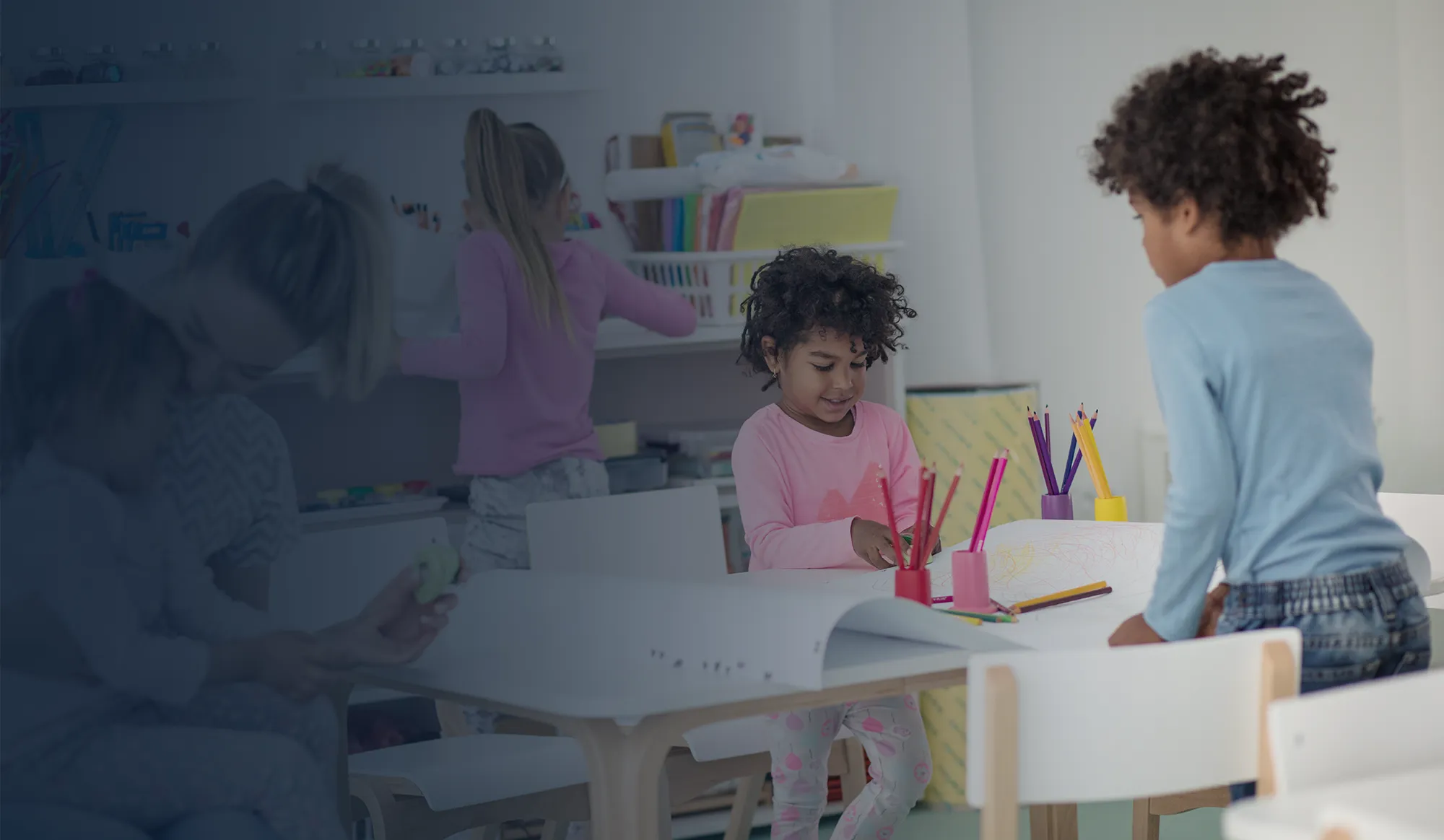 Kids doing activities in a classroom setting
