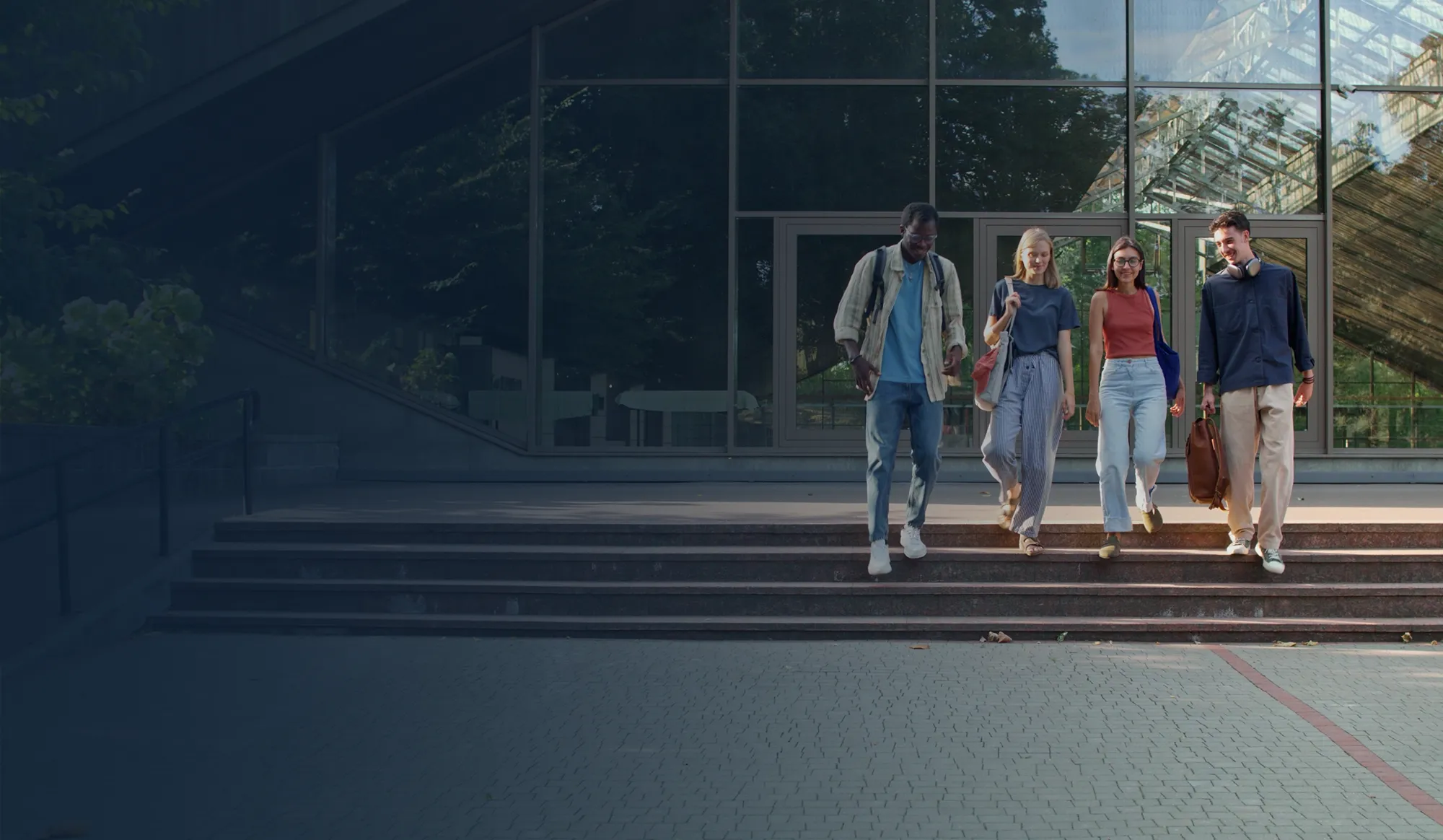 High school kids leaving school after classes.