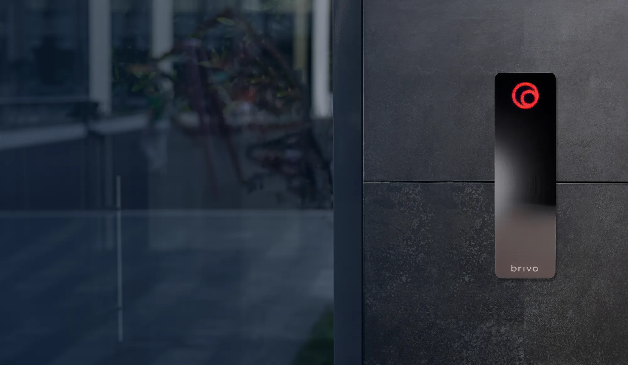 Modern apartment building entrance with secure access.