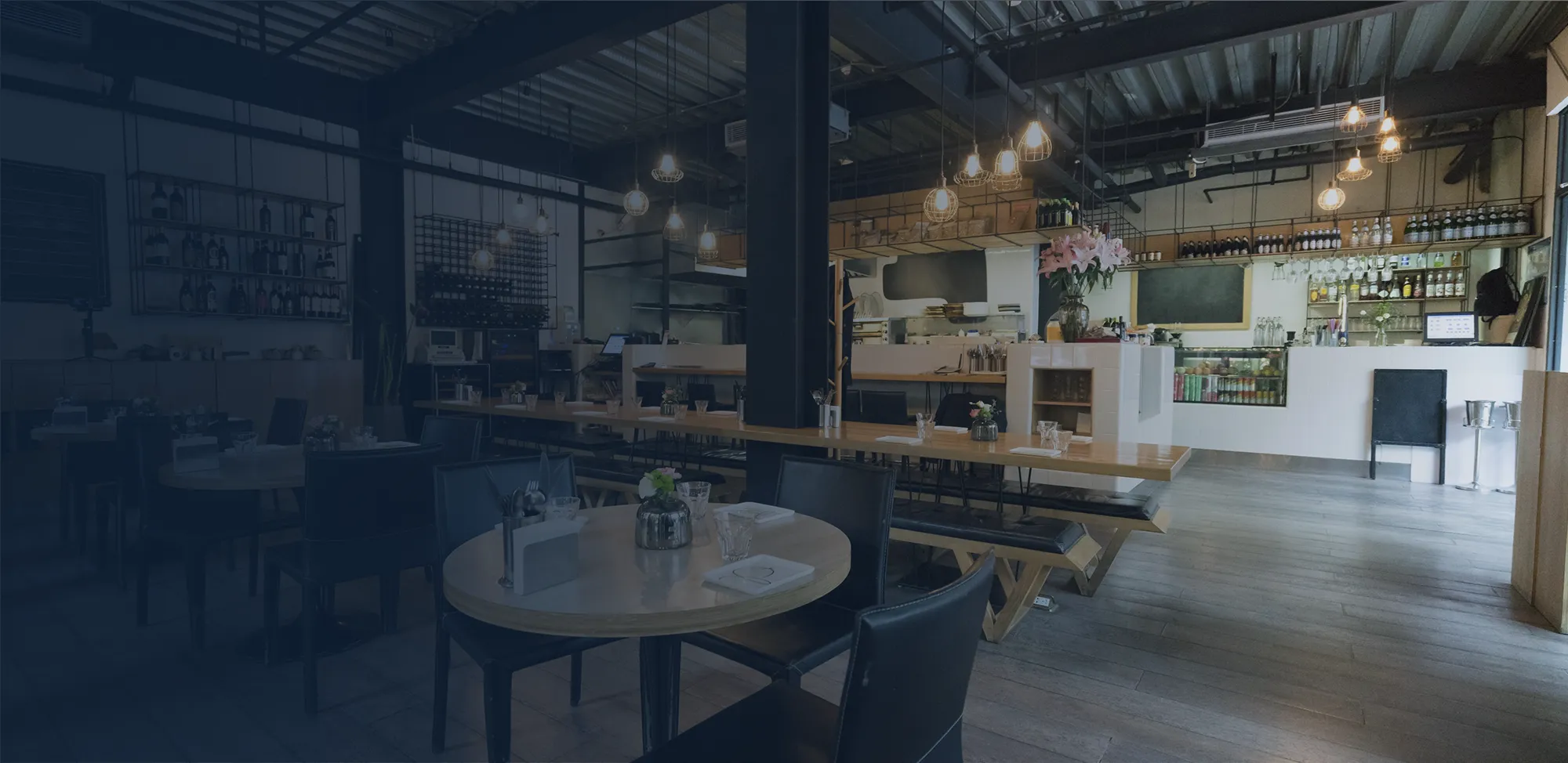 Seating area in a restaurant.