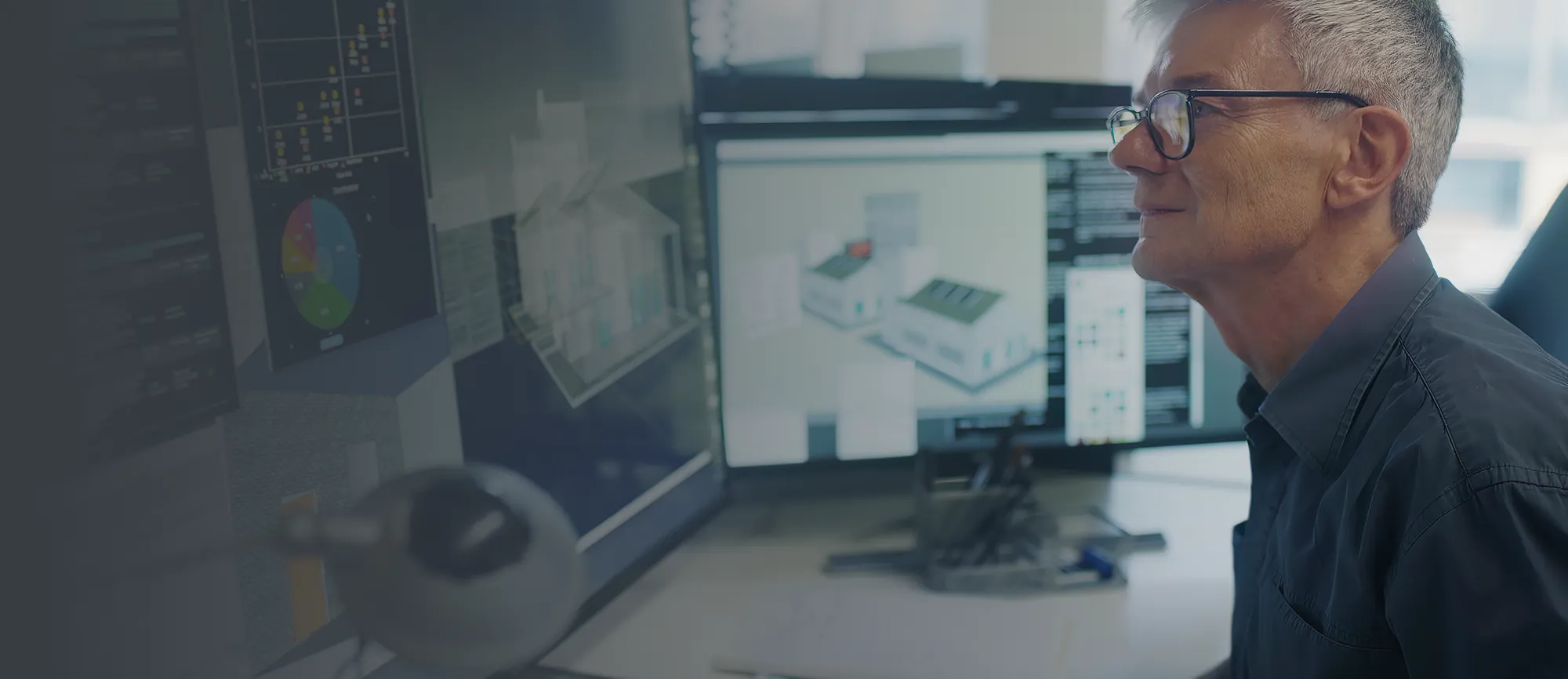 Security professional at workstation