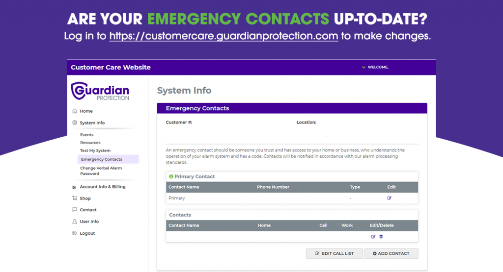 Remember to update your emergency contacts on Guardian's customer care site.