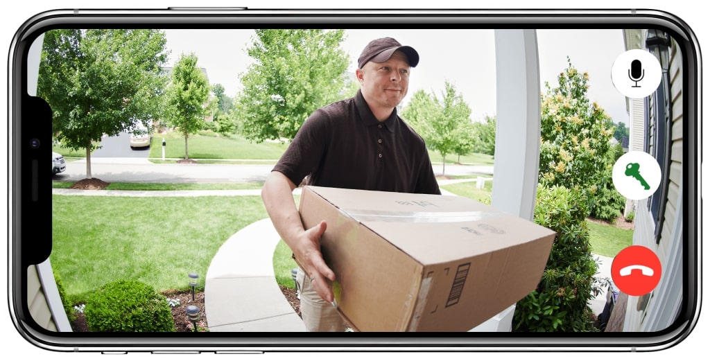 Package being dropped off by delivery man as seen through the Guardian Protection app