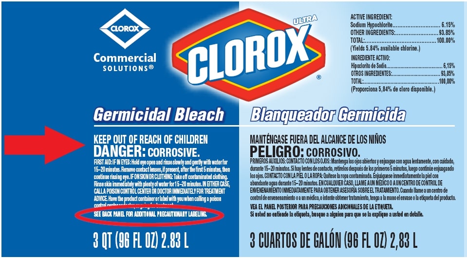 Clorox bottle warning label