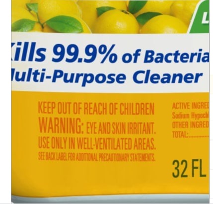 Clorox bottle warning label 