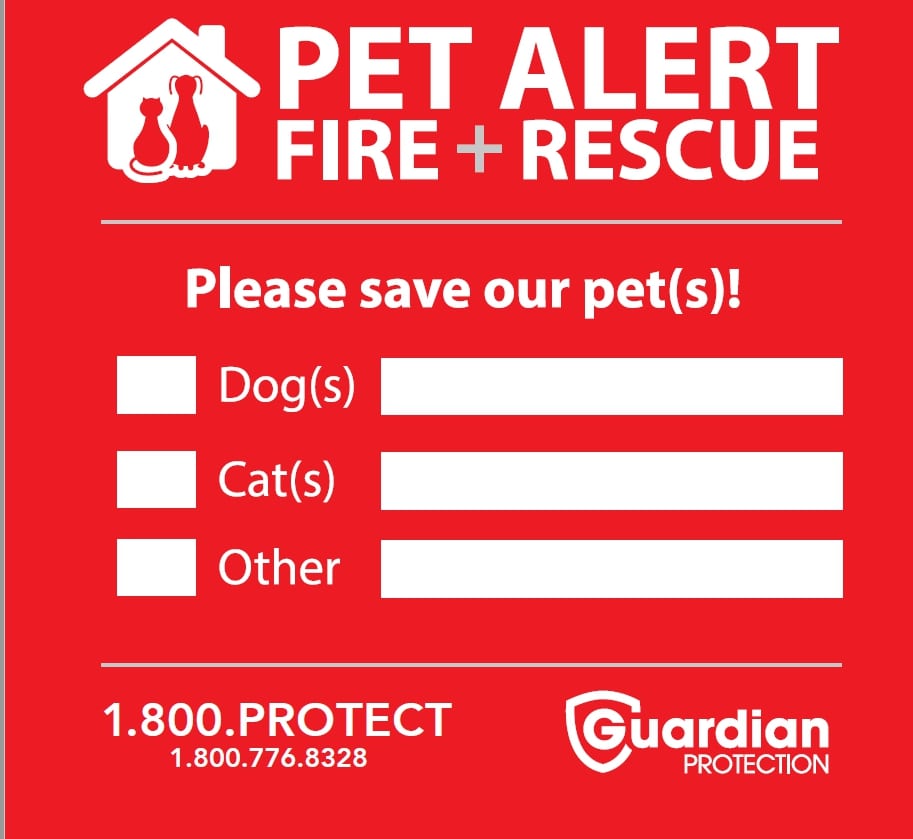 Guardian Protection pet fire rescue window cling