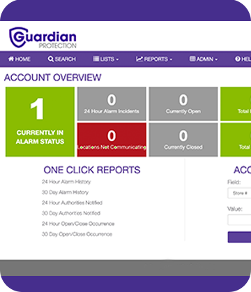 View of Guardian EdgePro tool Account Overview screen