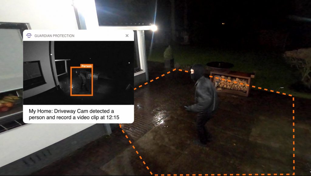 View from a Guardian Protection outdoor camera using the Video Analytics feature
