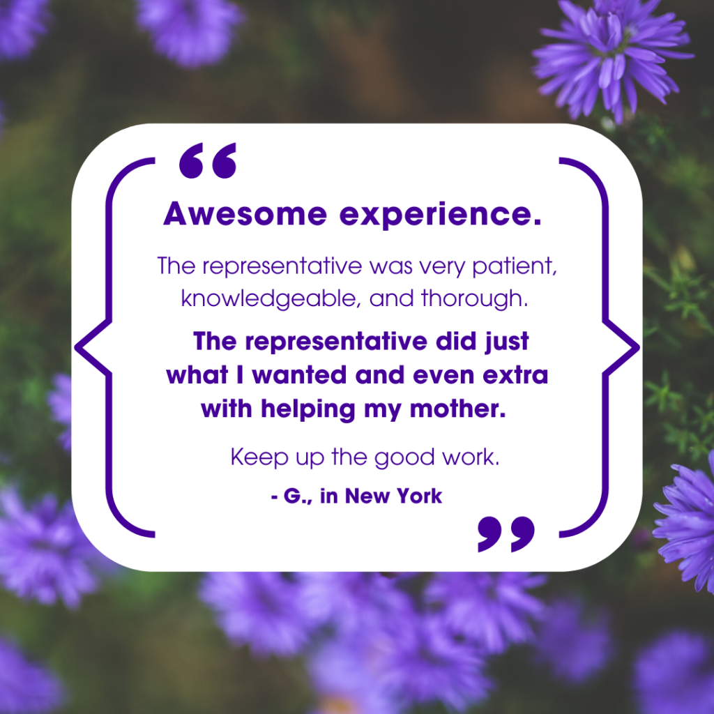 Guardian Protection customer testimonial that reads, "The representative did just what I wanted and even extra with helping my mother."