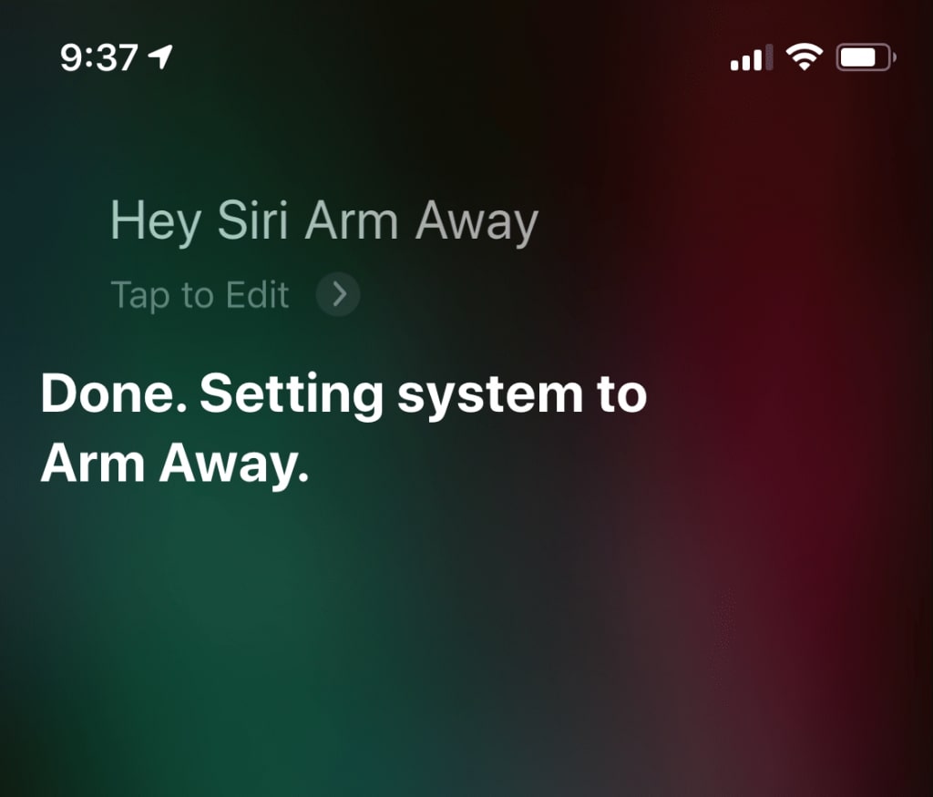 Screenshot of voice Siri shortcut for Guardian Protection.