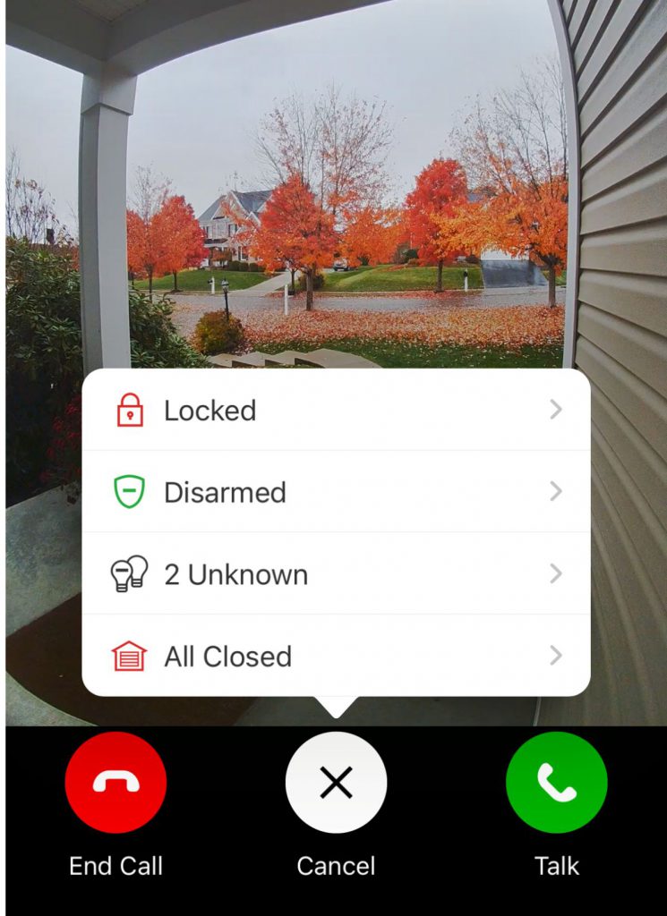 Captura de pantalla de la vista del Video Doorbell Pro desde la aplicación Guardian Protection