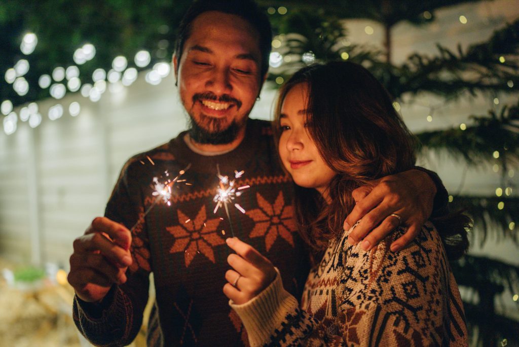 A couple celebrates the New Year