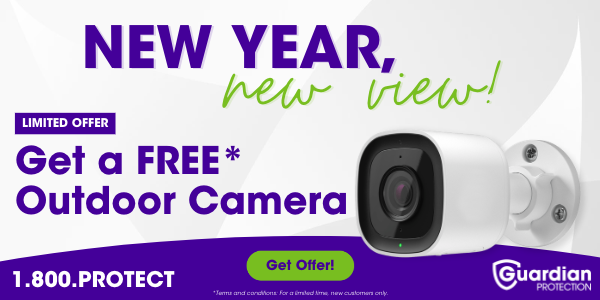 Outdoor security camera with offer details