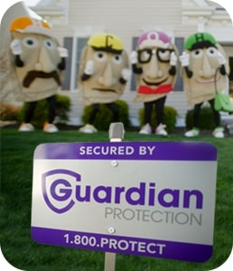 Pittsburgh Pirates Pierogi mascots with Guardian Protection yard sign