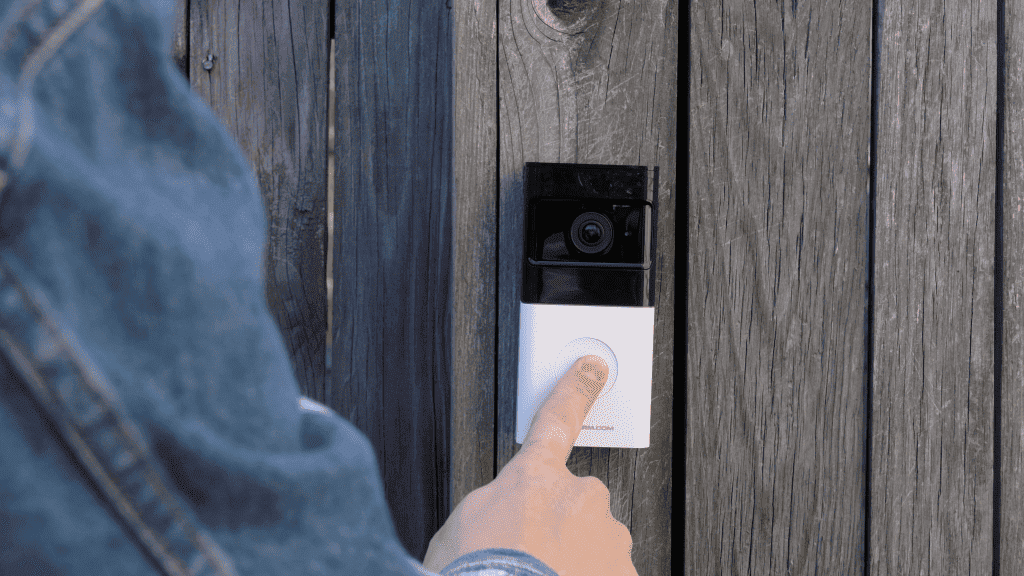 Person ringing a Guardian Protection wireless video doorbell