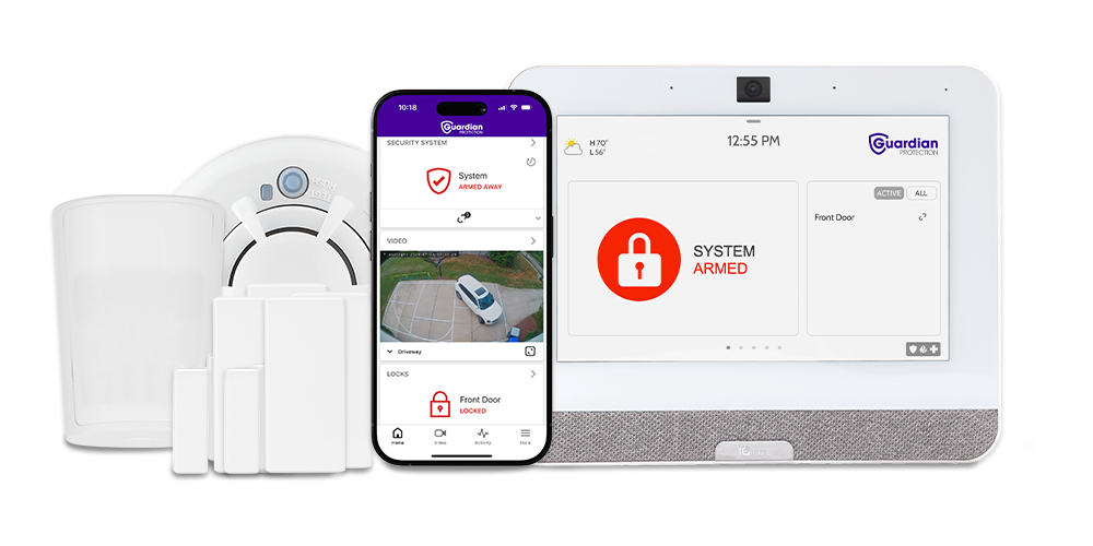 Guardian Protection home security devices and free mobile app