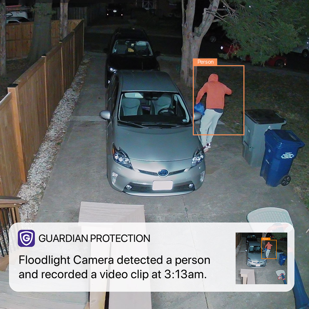 Video analytics through Guardian Protection outdoor security camera