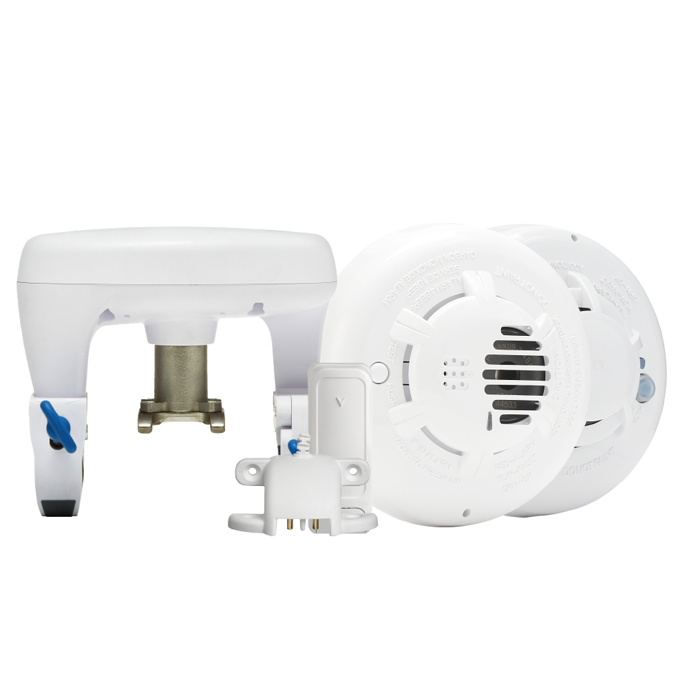 Guardian Protection life safety devices including a monitored smoke detector.