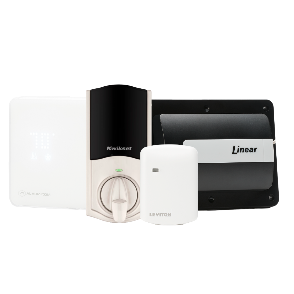 Guardian Protection smart home automation devices including a smart lock and garage door opener.