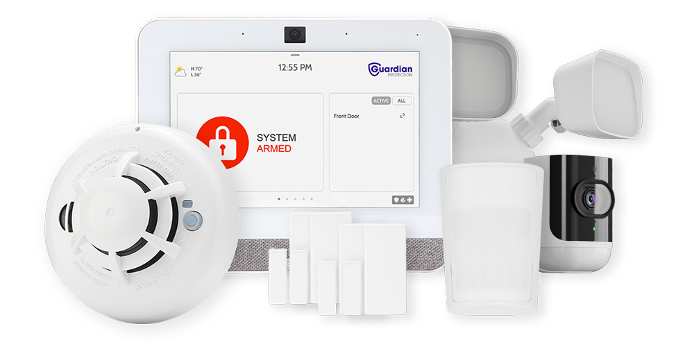 Guardian's Home Security Essentials Package with a floodlight security camera