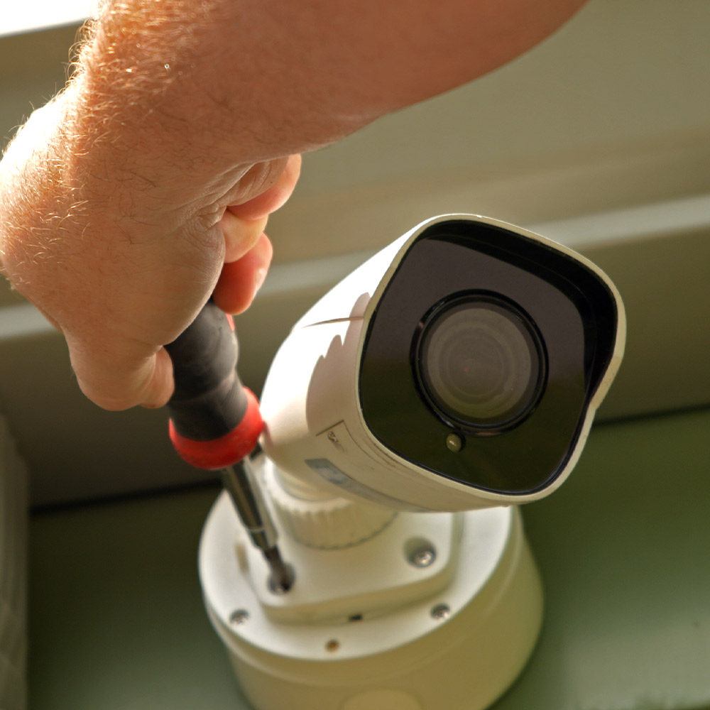 Guardian Protection outdoor security camera being installed