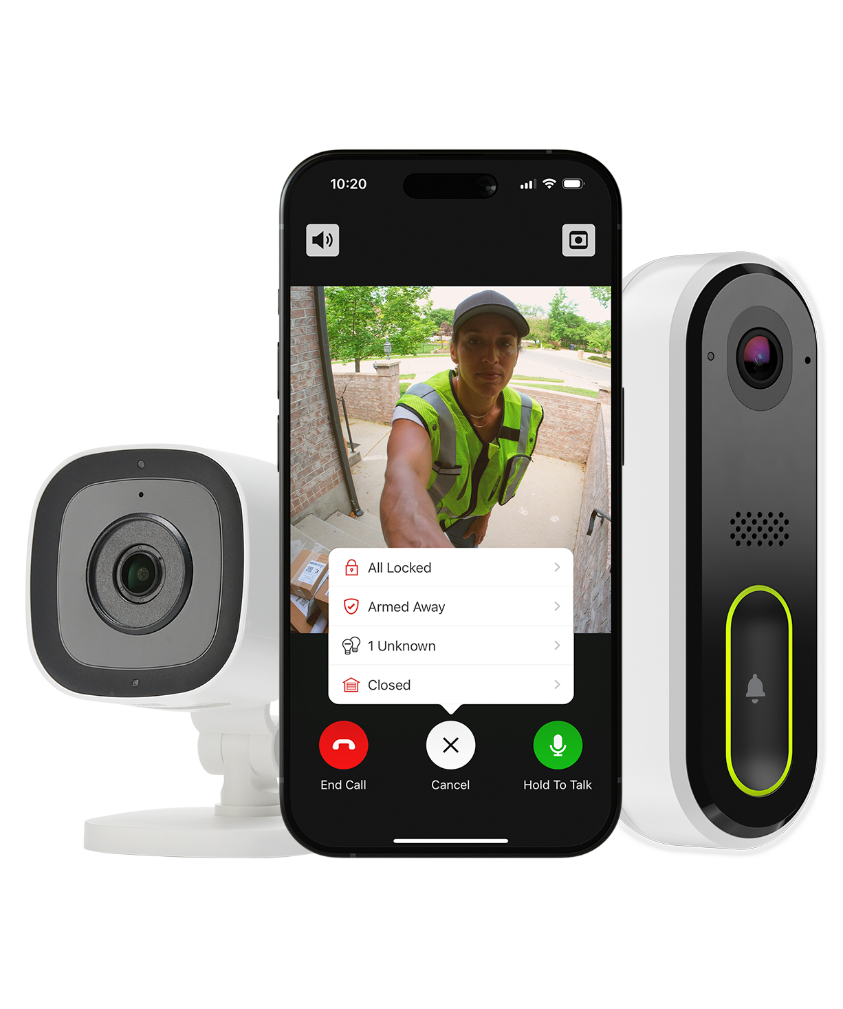 Guardian Protection app, indoor security camera, and video doorbell camera