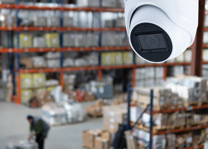 Guardian Protection business security camera in warehouse