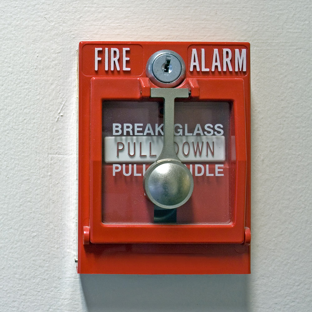 Fire alarm on wall