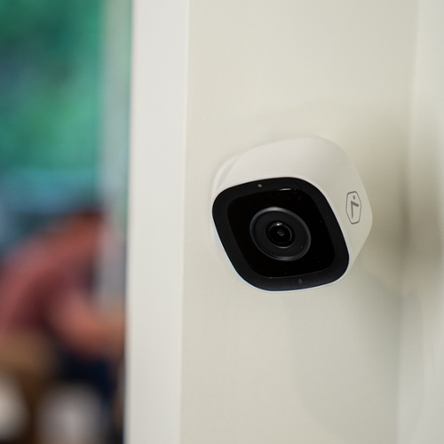 Guardian Protection's indoor home security camera mounted on a wall