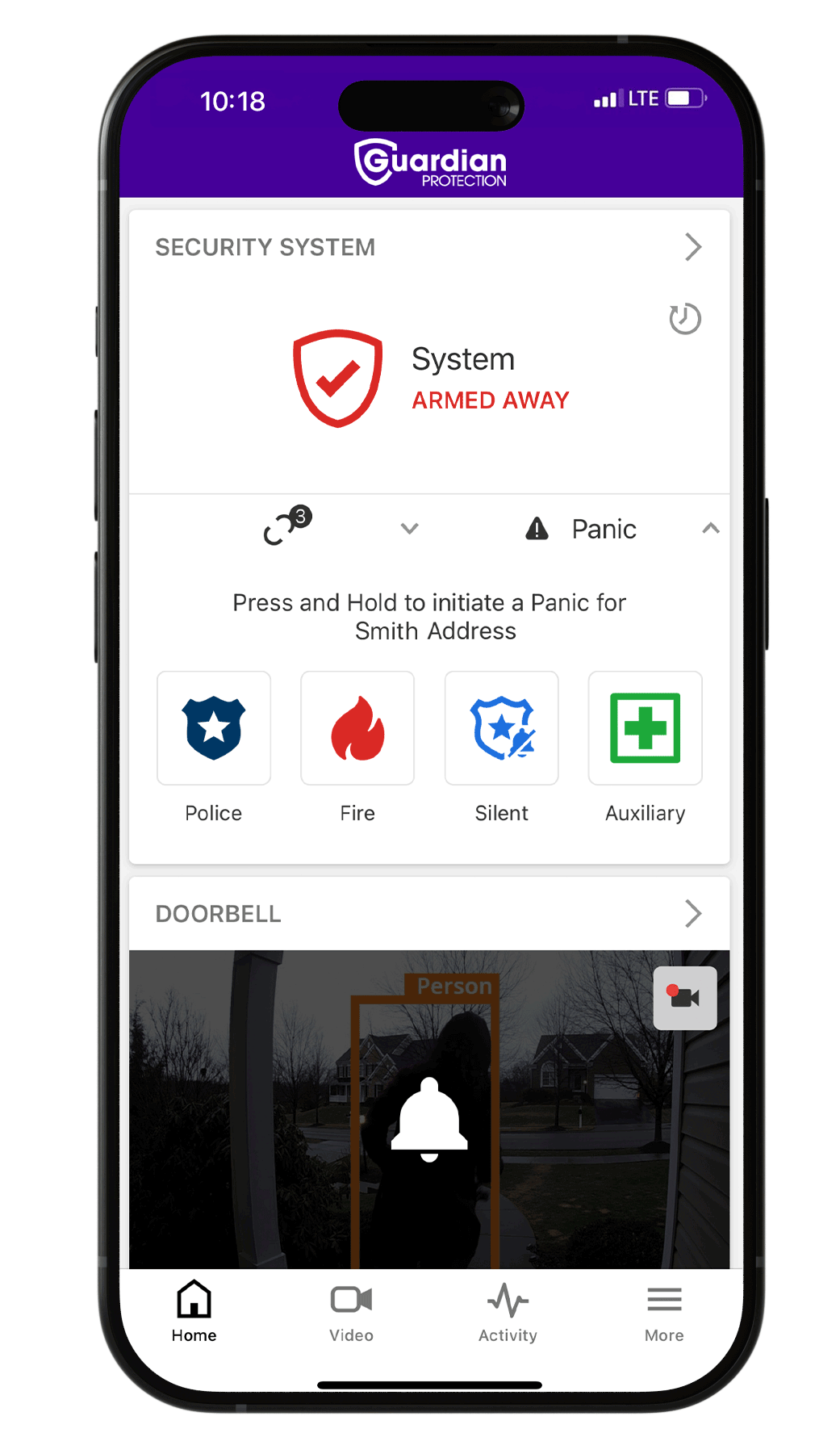 Guardian Protection app screen