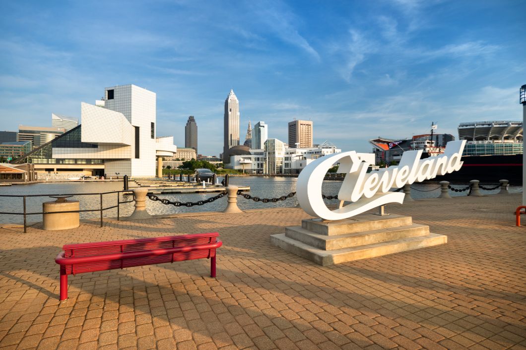 Downtown harbor in Cleveland, OH.