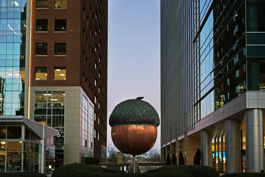 Acorn sculpture in Raleigh, NC.