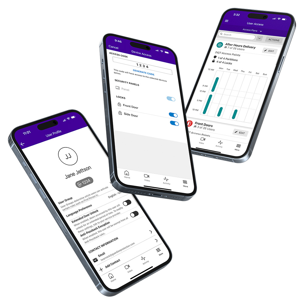 Phones with Guardian app on screens