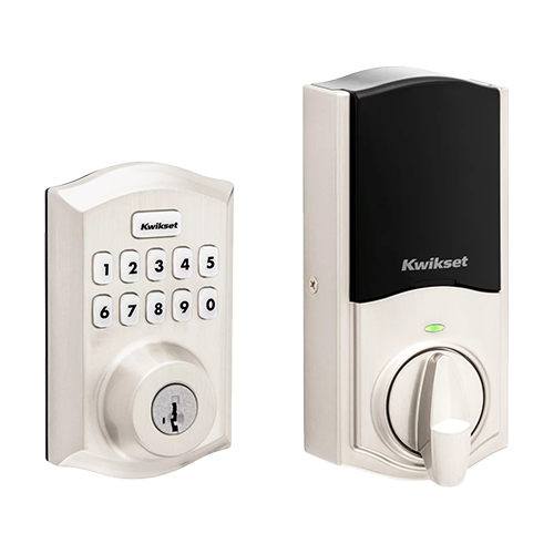 Front and back of the Guardian Protection smart door lock.