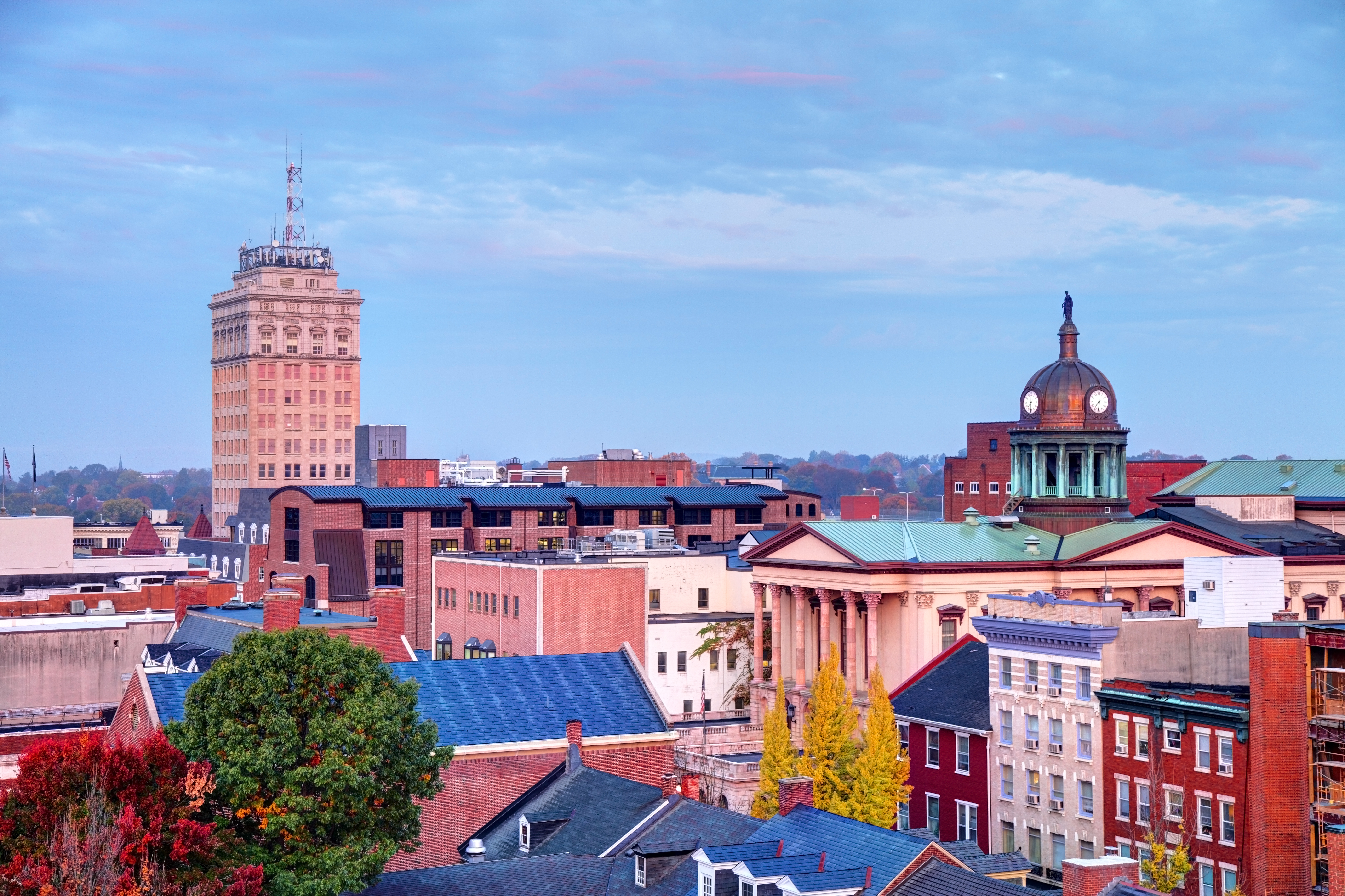 Aerial shot of Lancaster, Pennsylvania