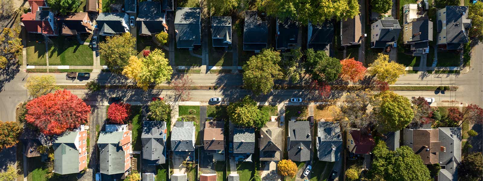 Aerial view of neighborhood